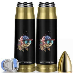Funny Patriot American Flag Bass Fish Fishing Bullet Tumbler TS11 Black Print Your Wear