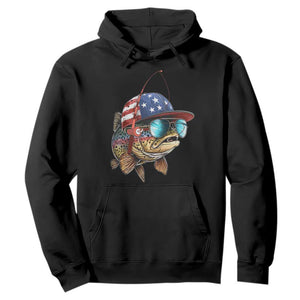 Funny Patriot American Flag Bass Fish Fishing Hoodie TS11 Black Print Your Wear