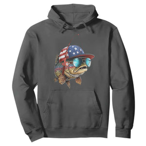 Funny Patriot American Flag Bass Fish Fishing Hoodie TS11 Dark Heather Print Your Wear
