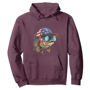 Funny Patriot American Flag Bass Fish Fishing Hoodie TS11 Maroon Print Your Wear