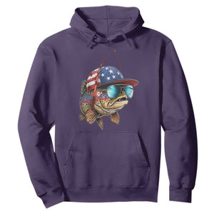 Funny Patriot American Flag Bass Fish Fishing Hoodie TS11 Purple Print Your Wear