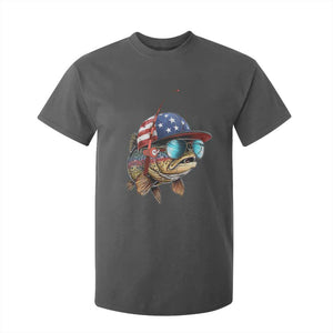 Funny Patriot American Flag Bass Fish Fishing T Shirt For Kid TS11 Dark Heather Print Your Wear