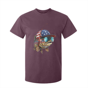 Funny Patriot American Flag Bass Fish Fishing T Shirt For Kid TS11 Maroon Print Your Wear