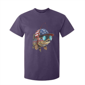 Funny Patriot American Flag Bass Fish Fishing T Shirt For Kid TS11 Purple Print Your Wear