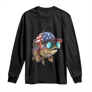 Funny Patriot American Flag Bass Fish Fishing Long Sleeve Shirt TS11 Black Print Your Wear