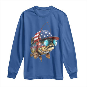Funny Patriot American Flag Bass Fish Fishing Long Sleeve Shirt TS11 Royal Blue Print Your Wear