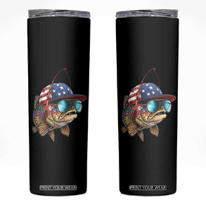 Funny Patriot American Flag Bass Fish Fishing Skinny Tumbler TS11 Black Print Your Wear