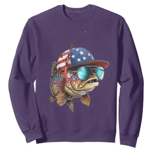 Funny Patriot American Flag Bass Fish Fishing Sweatshirt TS11 Purple Print Your Wear
