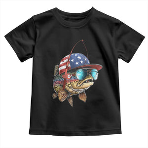 Funny Patriot American Flag Bass Fish Fishing Toddler T Shirt TS11 Black Print Your Wear