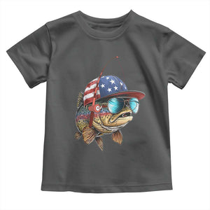 Funny Patriot American Flag Bass Fish Fishing Toddler T Shirt TS11 Dark Heather Print Your Wear