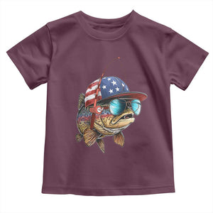 Funny Patriot American Flag Bass Fish Fishing Toddler T Shirt TS11 Maroon Print Your Wear