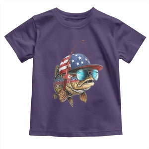 Funny Patriot American Flag Bass Fish Fishing Toddler T Shirt TS11 Purple Print Your Wear