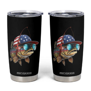 Funny Patriot American Flag Bass Fish Fishing Tumbler Cup TS11 Black Print Your Wear