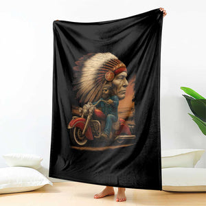 Indian American Rider Throw Blanket Vintage Native American Motorcycle TS11 Print Your Wear