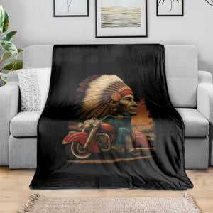 Indian American Rider Throw Blanket Vintage Native American Motorcycle TS11 Print Your Wear