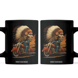 Indian American Rider Coffee Mug Vintage Native American Motorcycle TS11 Black Print Your Wear