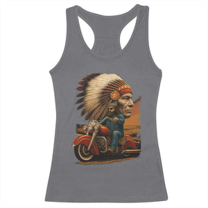 Indian American Rider Racerback Tank Top Vintage Native American Motorcycle TS11 Charcoal Print Your Wear