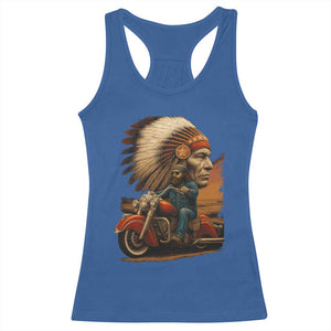 Indian American Rider Racerback Tank Top Vintage Native American Motorcycle TS11 Royal Blue Print Your Wear