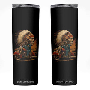 Indian American Rider Skinny Tumbler Vintage Native American Motorcycle TS11 Black Print Your Wear
