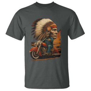 Indian American Rider T Shirt Vintage Native American Motorcycle TS11 Dark Heather Print Your Wear