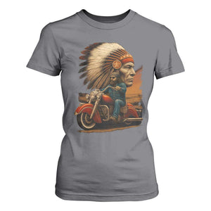 Indian American Rider T Shirt For Women Vintage Native American Motorcycle TS11 Charcoal Print Your Wear