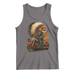 Indian American Rider Tank Top Vintage Native American Motorcycle TS11 Deep Heather Print Your Wear