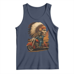 Indian American Rider Tank Top Vintage Native American Motorcycle TS11 Navy Print Your Wear