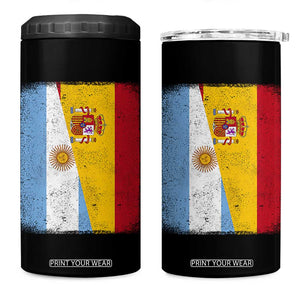 Spain Argentina Half Flag Spanish Argentinian Roots 4 in 1 Can Cooler Tumbler