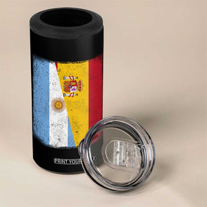 Spain Argentina Half Flag Spanish Argentinian Roots 4 in 1 Can Cooler Tumbler