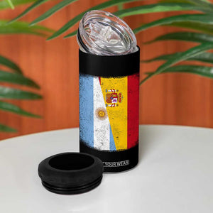 Spain Argentina Half Flag Spanish Argentinian Roots 4 in 1 Can Cooler Tumbler