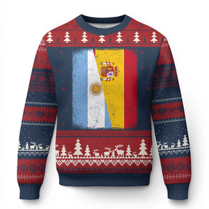 Spain Argentina Half Flag Spanish Argentinian Roots Ugly Christmas Sweater