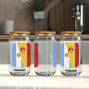 Spain Argentina Half Flag Spanish Argentinian Roots Glass Can