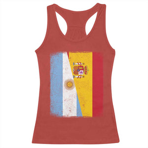 Spain Argentina Half Flag Spanish Argentinian Roots Racerback Tank Top