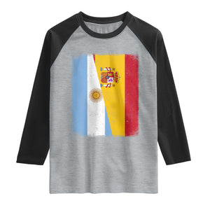 Spain Argentina Half Flag Spanish Argentinian Roots Raglan Shirt