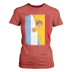 Spain Argentina Half Flag Spanish Argentinian Roots T Shirt For Women