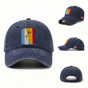 Spain Argentina Half Flag Spanish Argentinian Roots Washed Cotton Baseball Cap