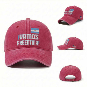Vamos Argentina Washed Cotton Baseball Cap Sol De May Argentinian Flag National Pride