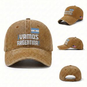 Vamos Argentina Washed Cotton Baseball Cap Sol De May Argentinian Flag National Pride