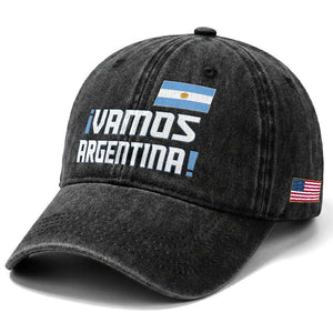 Vamos Argentina Washed Cotton Baseball Cap Sol De May Argentinian Flag National Pride