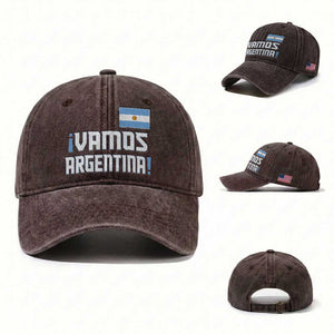 Vamos Argentina Washed Cotton Baseball Cap Sol De May Argentinian Flag National Pride
