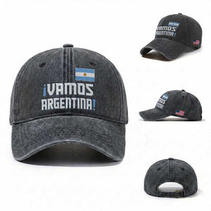 Vamos Argentina Washed Cotton Baseball Cap Sol De May Argentinian Flag National Pride