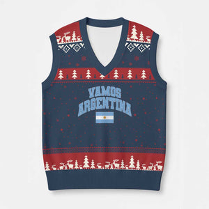 Vamos Argentina Football Throwback Design V-Neck Knit Sweater Vest Vintage Argentinian Flag
