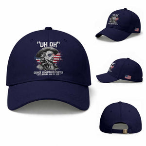 Uh Oh George Armstrong Custer Little Bighorn Baseball Cap Vintage American Flag June 25 1876