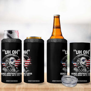 Uh Oh George Armstrong Custer Little Bighorn 4 in 1 Can Cooler Tumbler Vintage American Flag June 25 1876