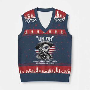 Uh Oh George Armstrong Custer Little Bighorn V-Neck Knit Sweater Vest Vintage American Flag June 25 1876