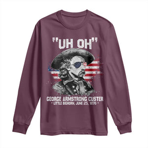 Uh Oh George Armstrong Custer Little Bighorn Long Sleeve Shirt Vintage American Flag June 25 1876