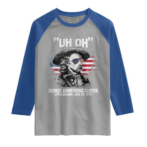 Uh Oh George Armstrong Custer Little Bighorn Raglan Shirt Vintage American Flag June 25 1876