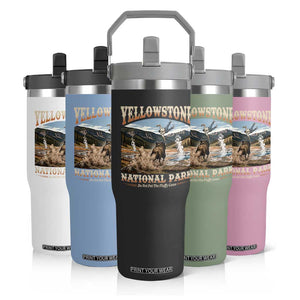 Yellowstone National Park Do Not Pet The Fluffy Cows Flip Straw Tumbler