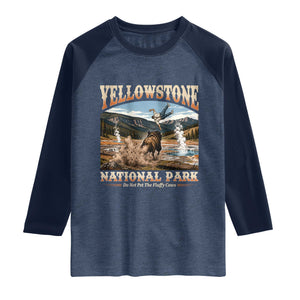 Yellowstone National Park Do Not Pet The Fluffy Cows Raglan Shirt