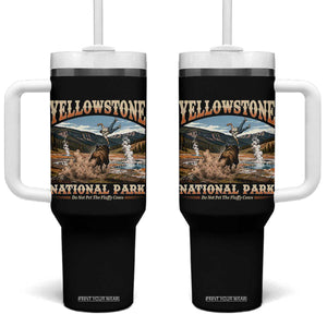 Yellowstone National Park Do Not Pet The Fluffy Cows Tumbler With Handle